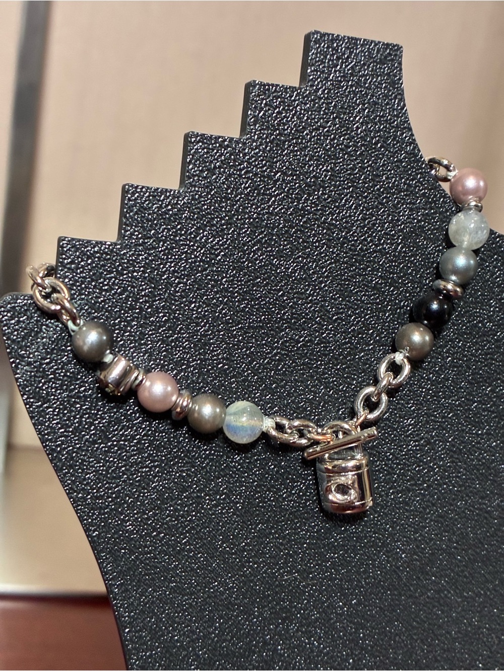 Coach Beaded Charm Bracelet in Pink, Gray and Black